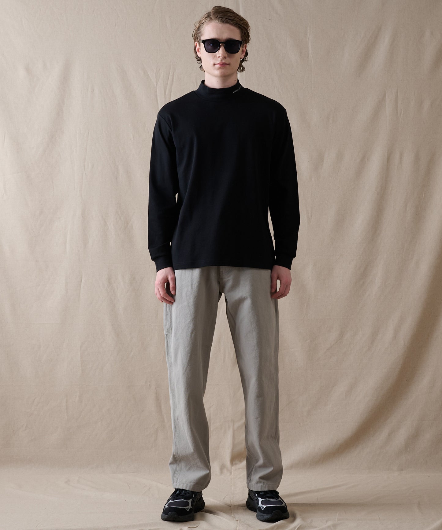 スムース モックネック 長袖Tシャツ/SMOOTH MOCK NECK LS TEE
