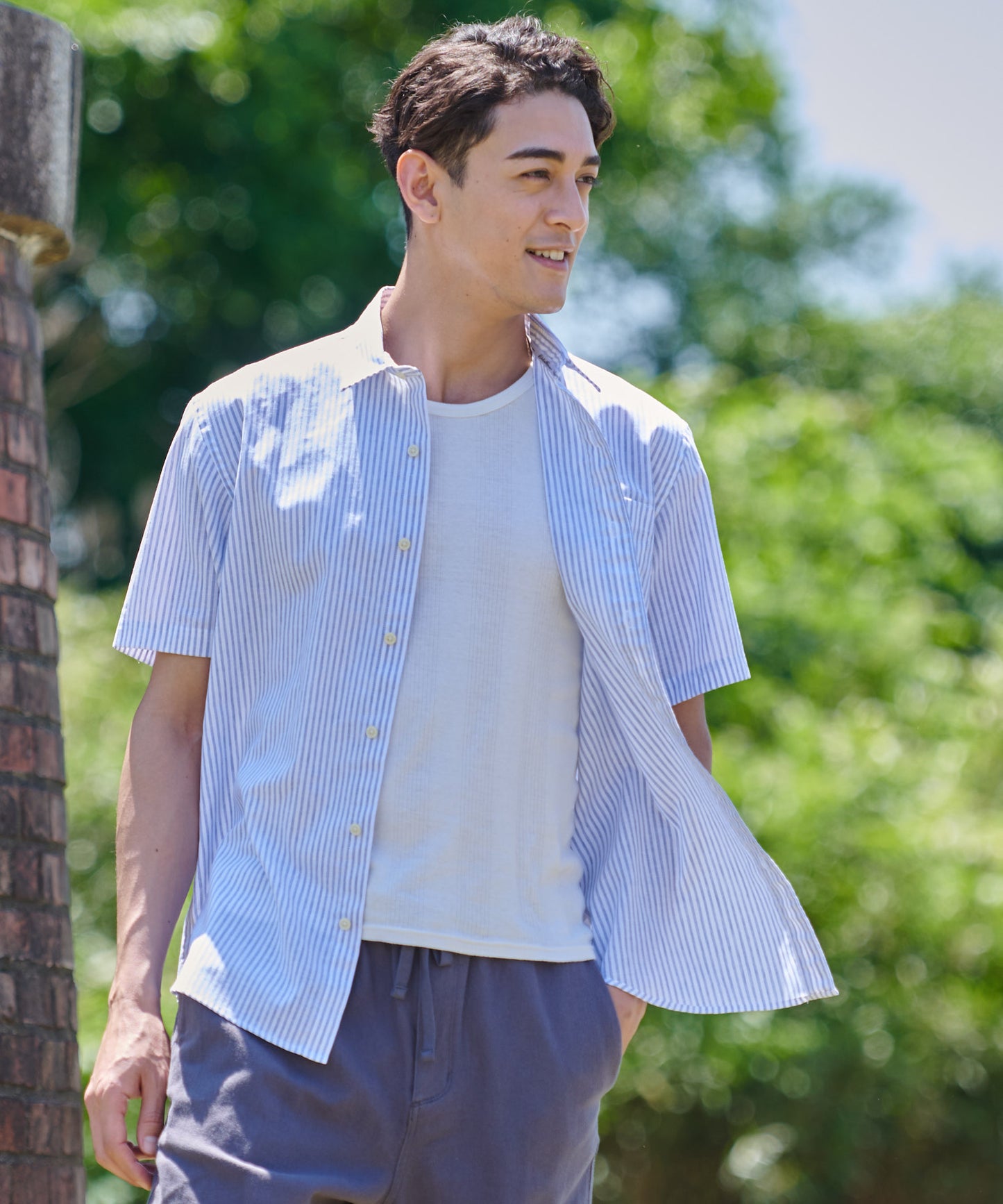 リネン ポリ 半袖シャツ/LINEN/POLY SS SHIRTS