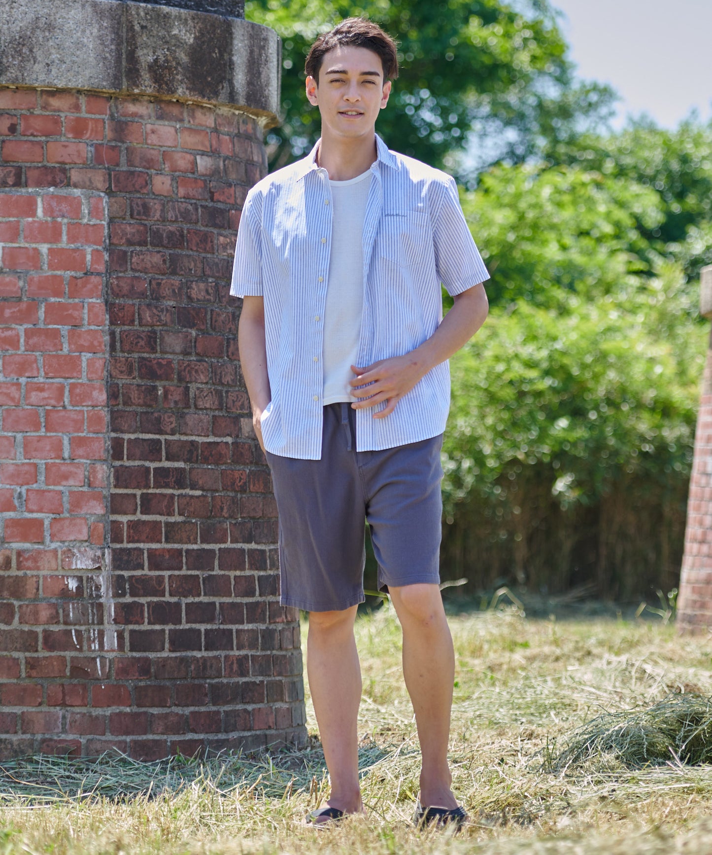 リネン ポリ 半袖シャツ/LINEN/POLY SS SHIRTS