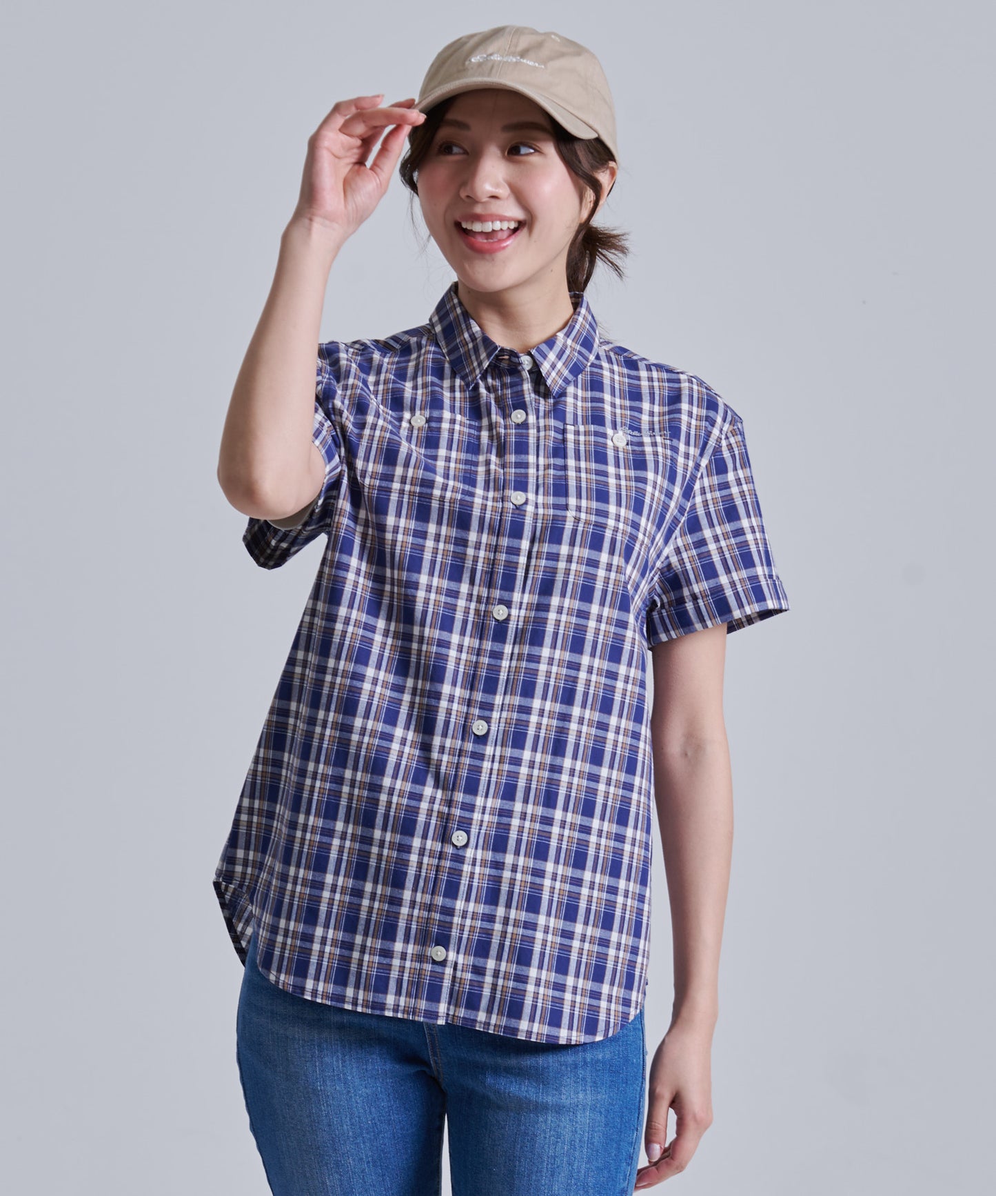 コットンチェック 半袖シャツ/COTTON CHECKED SS SHIRT