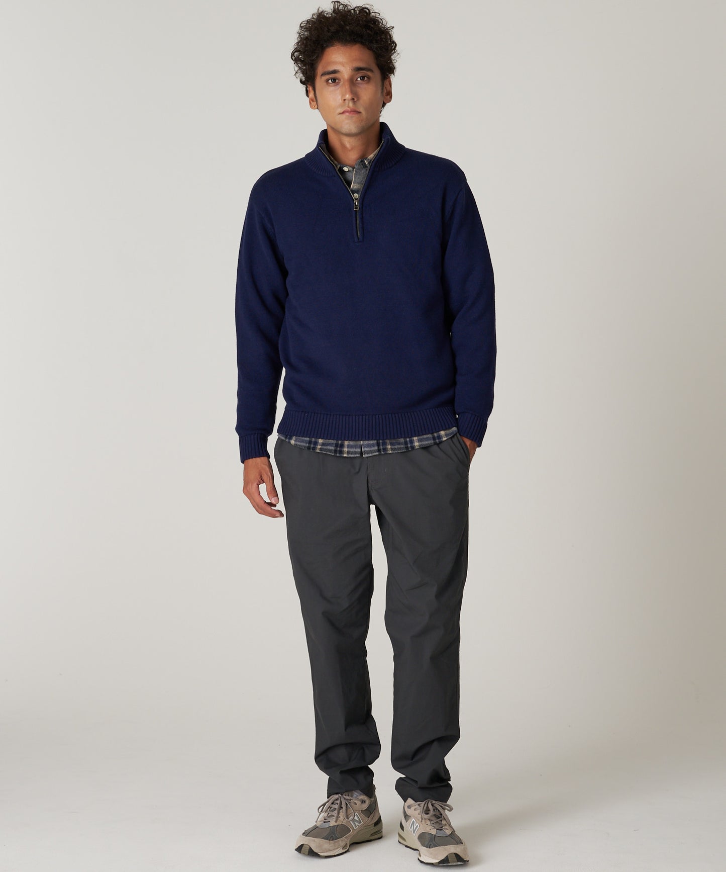 クォータージップ モックセーター/QUATER ZIP MOCK SWEATER