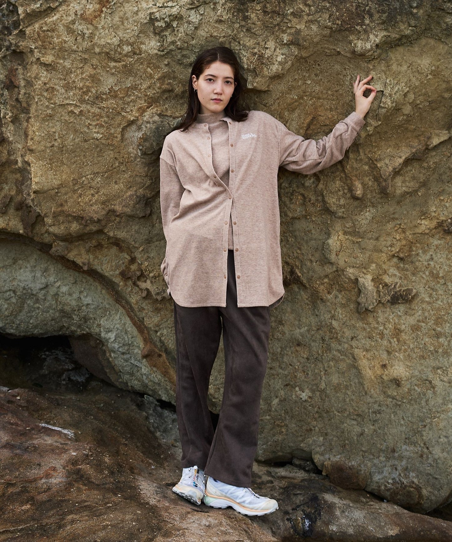 マシュマロ 長袖リブモック/MARSHMALLOW RIBBED LS MOCK