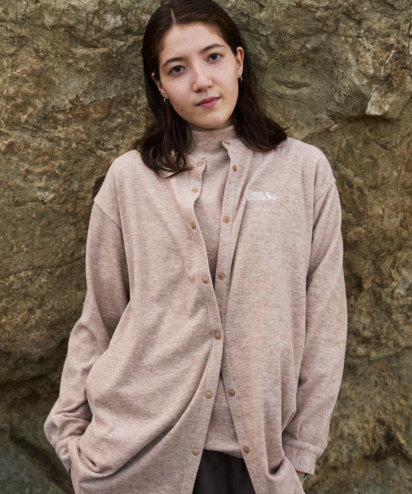 マシュマロ 長袖リブモック/MARSHMALLOW RIBBED LS MOCK