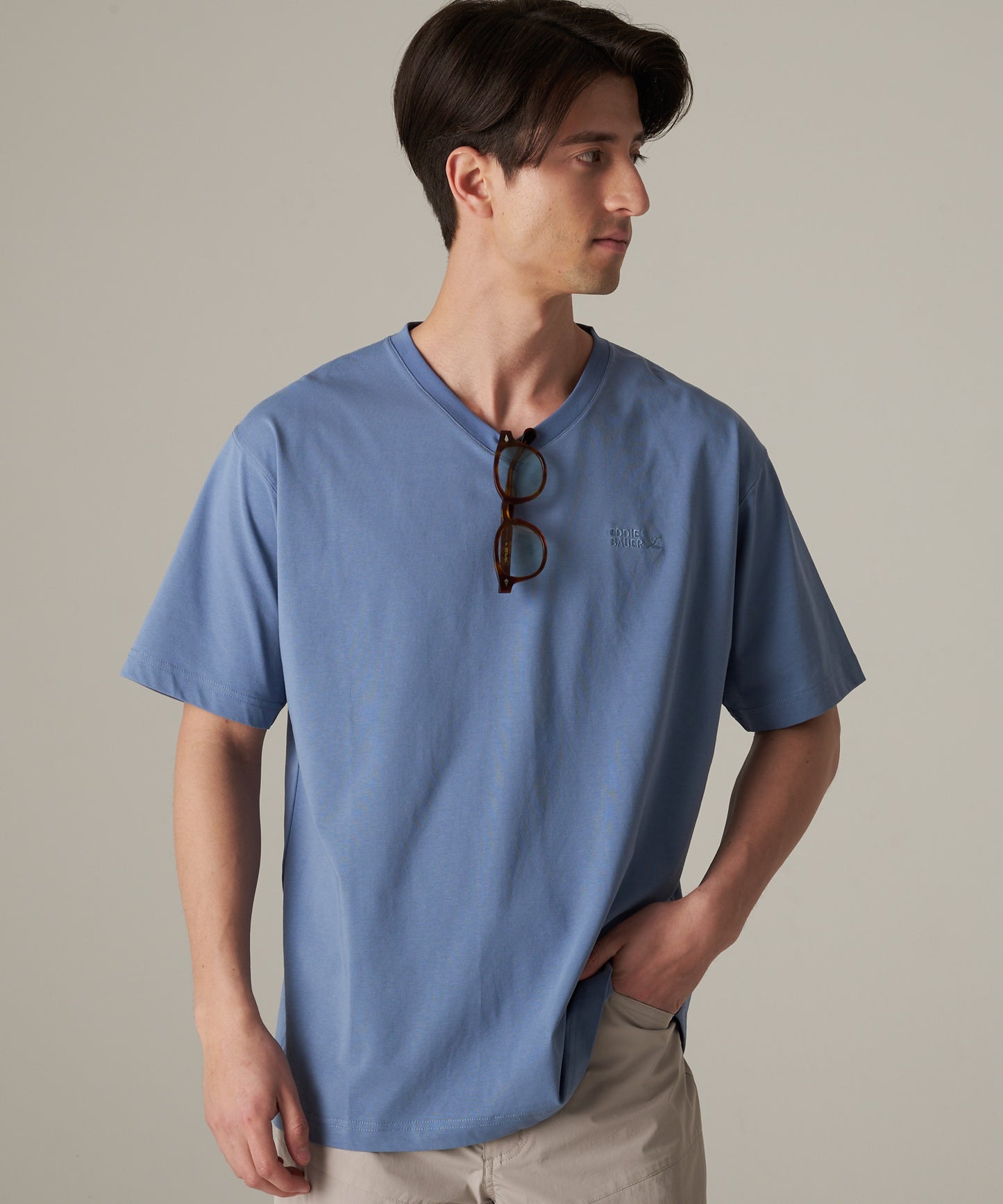 軽量 Vネック コットン半袖Tシャツ/SS LW COTTON V NECK TEE