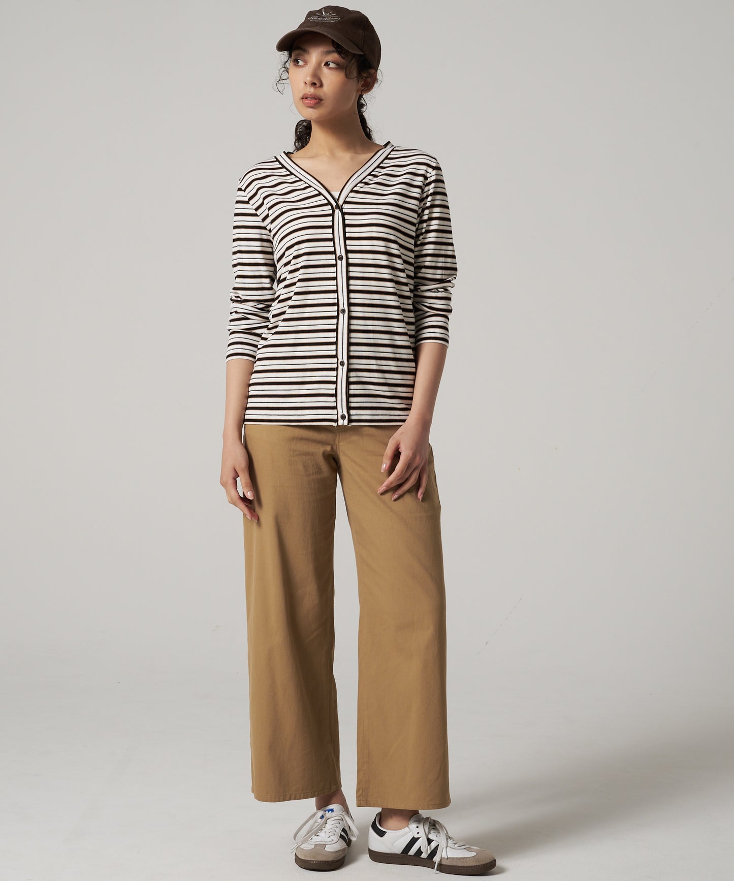 エッセンシャルズ リブ 長袖カーディガン/ESSENTIALS RIBBED LS CARDIGAN