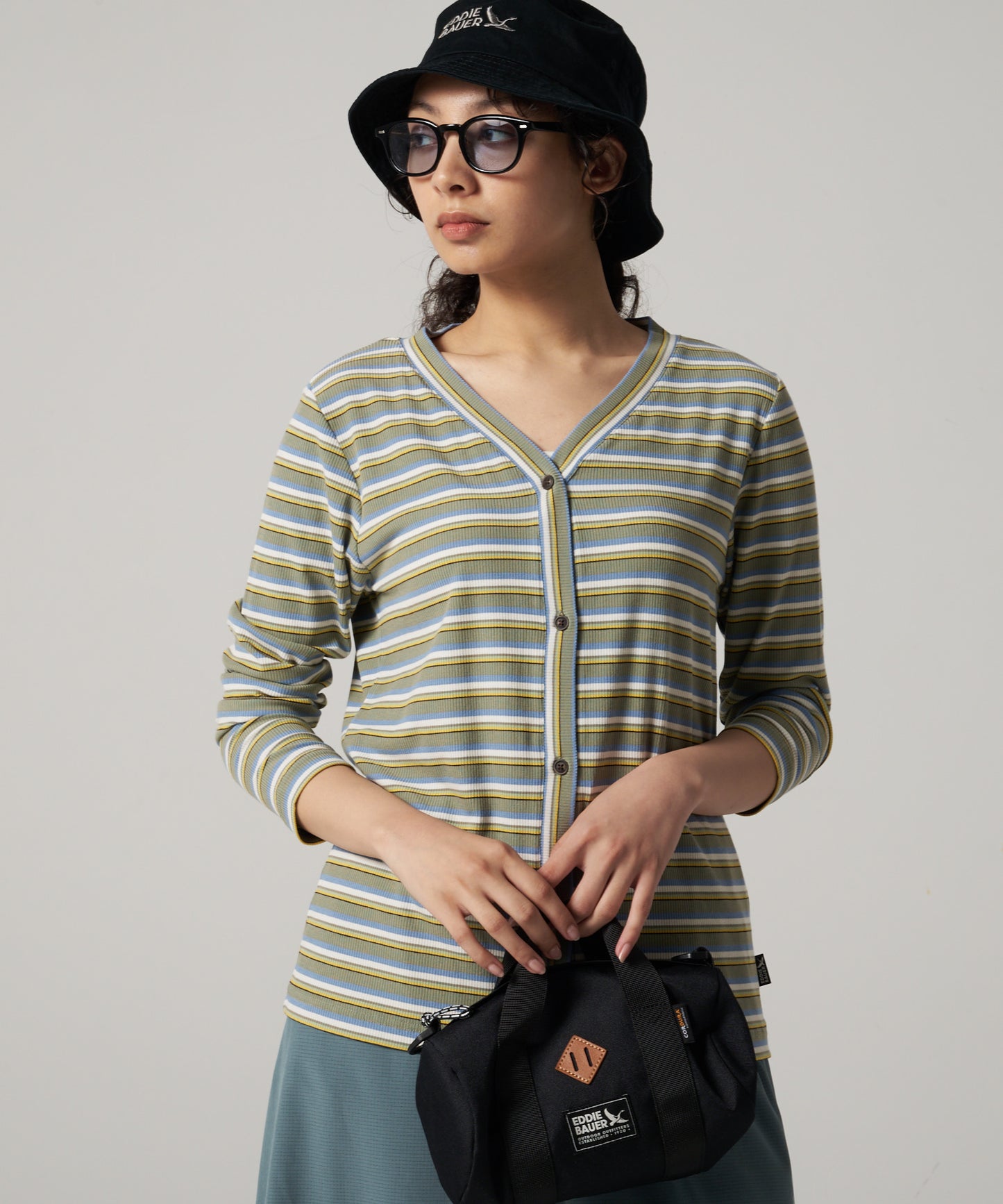 エッセンシャルズ リブ 長袖カーディガン/ESSENTIALS RIBBED LS CARDIGAN