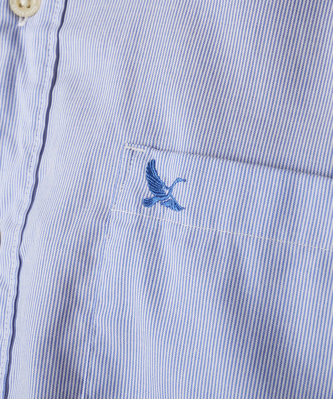 ストライプ 刺繍 ブロード半袖シャツ/STRIPE EMB SS BD SHIRT