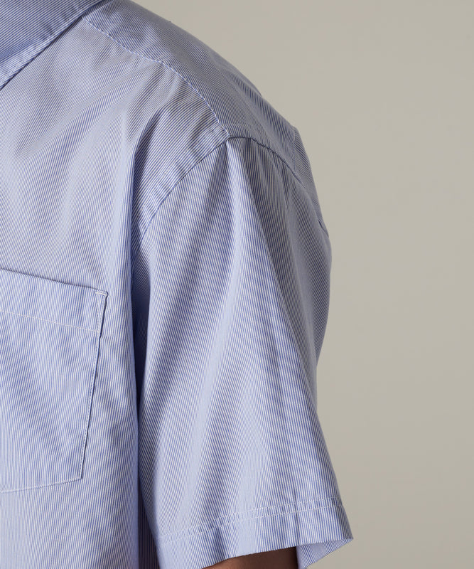 ストライプ 刺繍 ブロード半袖シャツ/STRIPE EMB SS BD SHIRT