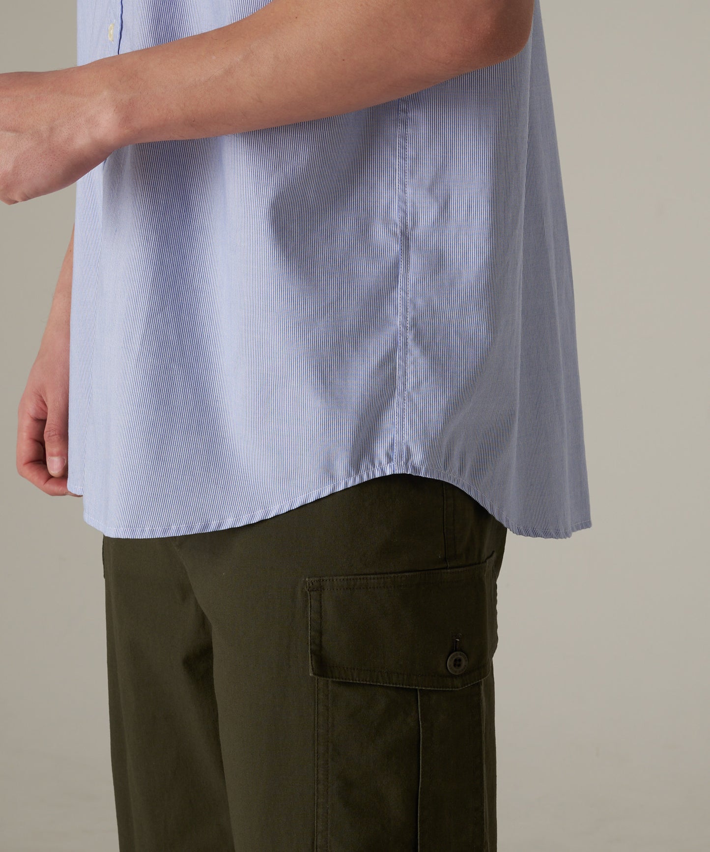 ストライプ 刺繍 ブロード半袖シャツ/STRIPE EMB SS BD SHIRT