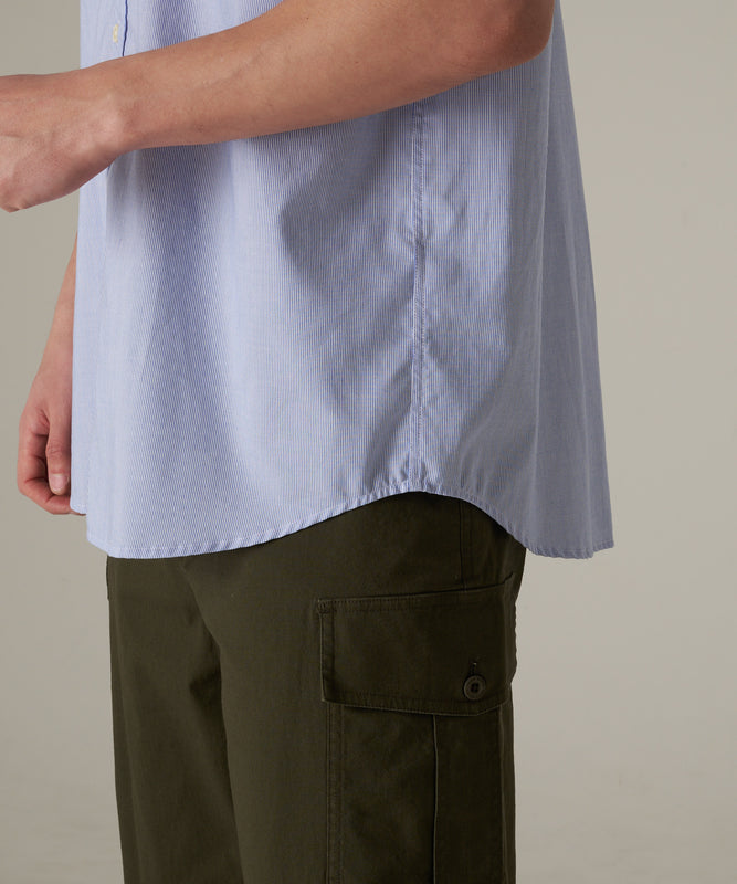 ストライプ 刺繍 ブロード半袖シャツ/STRIPE EMB SS BD SHIRT