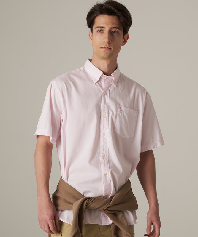 ストライプ 刺繍 ブロード半袖シャツ/STRIPE EMB SS BD SHIRT