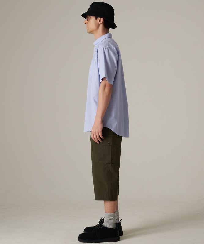 ストライプ 刺繍 ブロード半袖シャツ/STRIPE EMB SS BD SHIRT