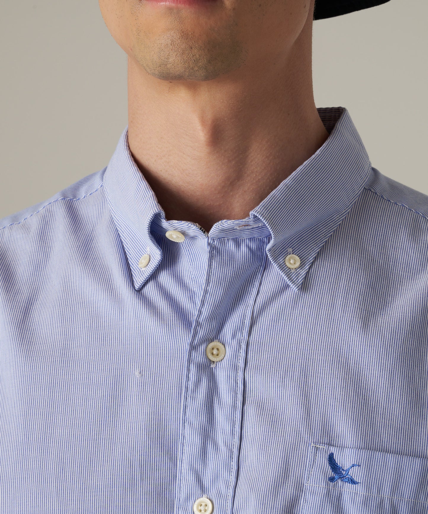 ストライプ 刺繍 ブロード半袖シャツ/STRIPE EMB SS BD SHIRT