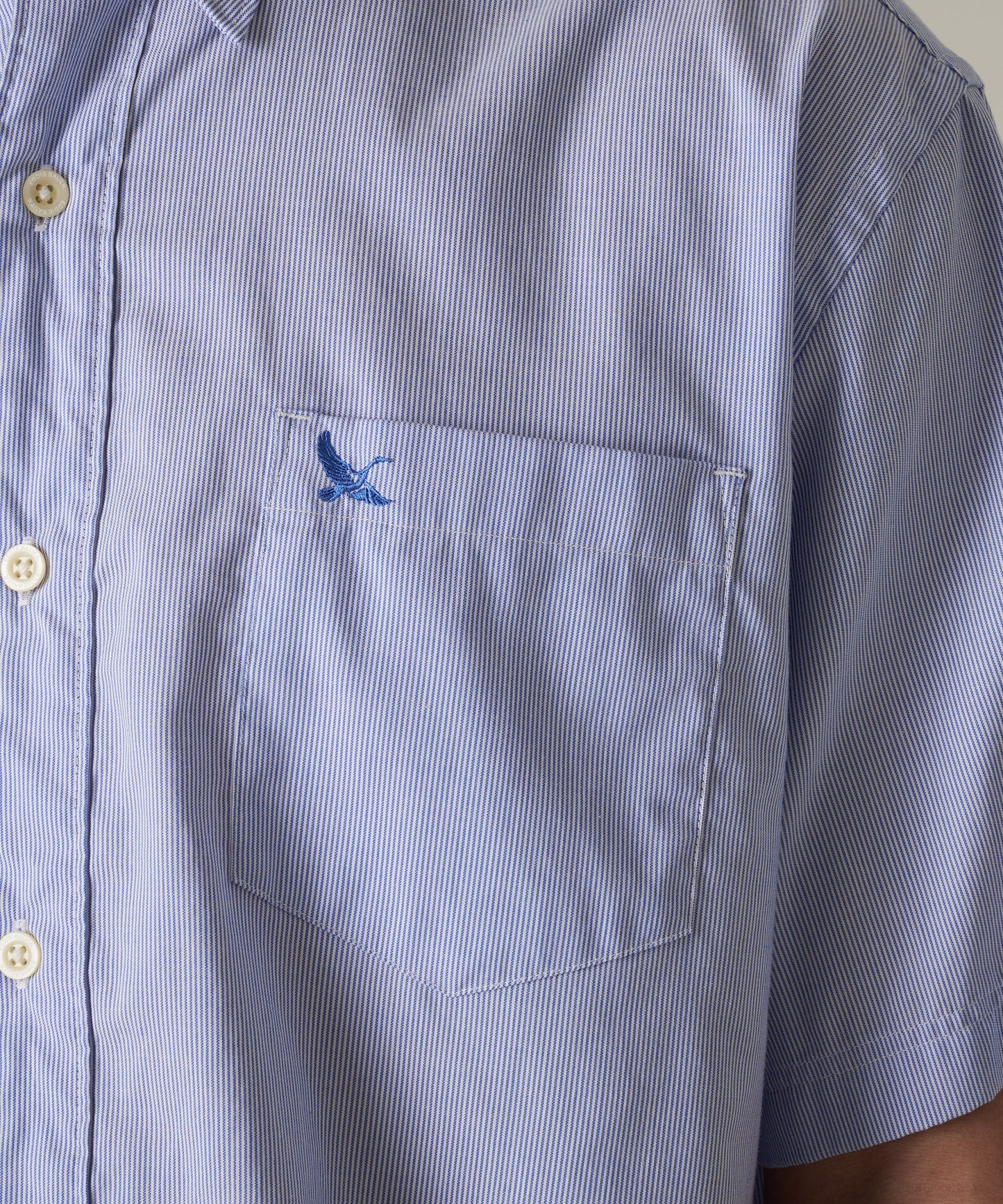 ストライプ 刺繍 ブロード半袖シャツ/STRIPE EMB SS BD SHIRT