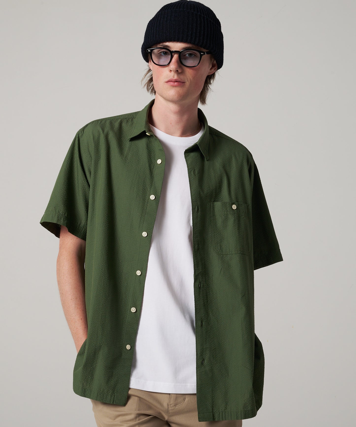 シアサッカー 半袖シャツ/SEERSUCKER S/S SHIRT