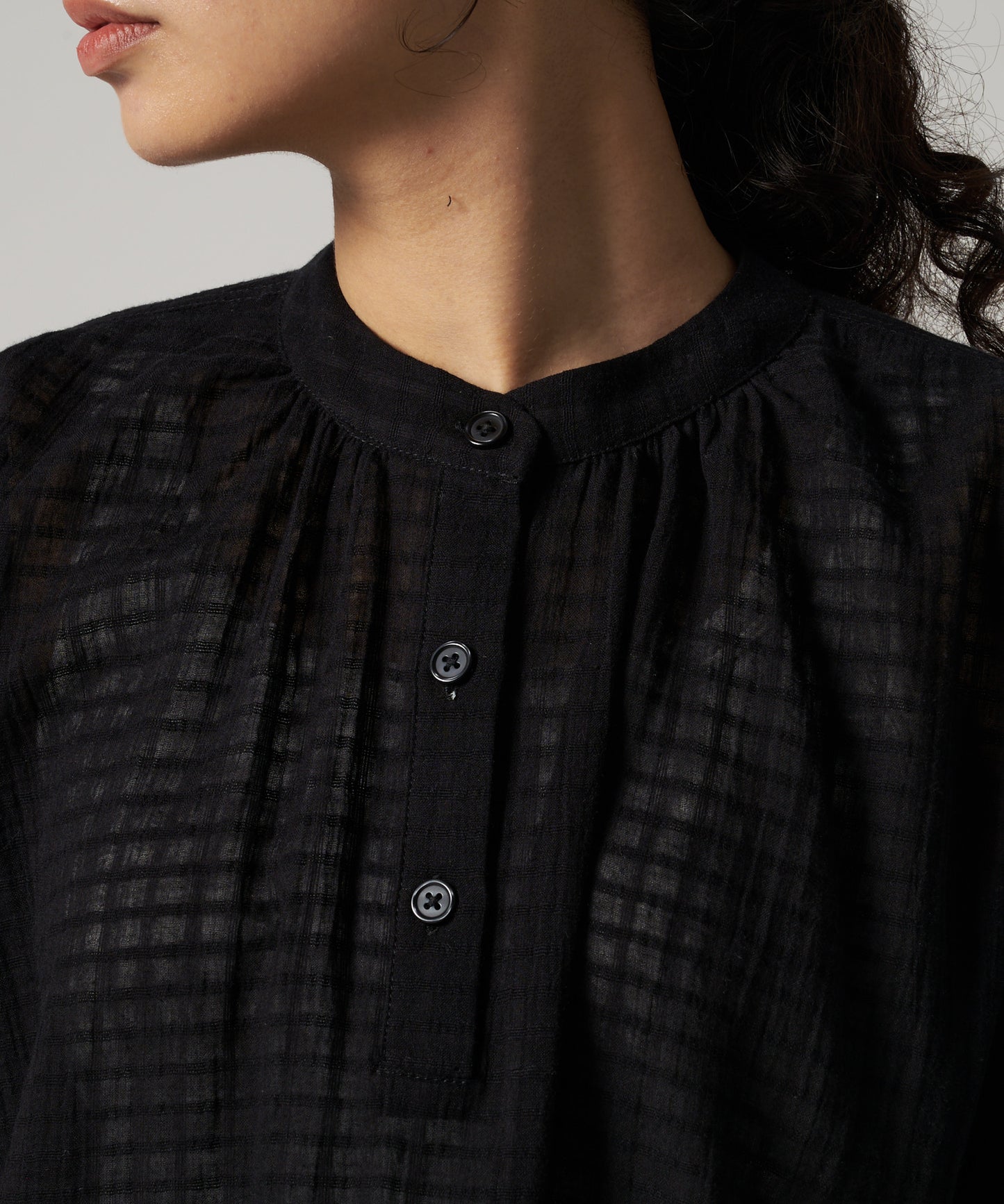 プレイド シアーブラウス/PLAID SHEER BLOUSE