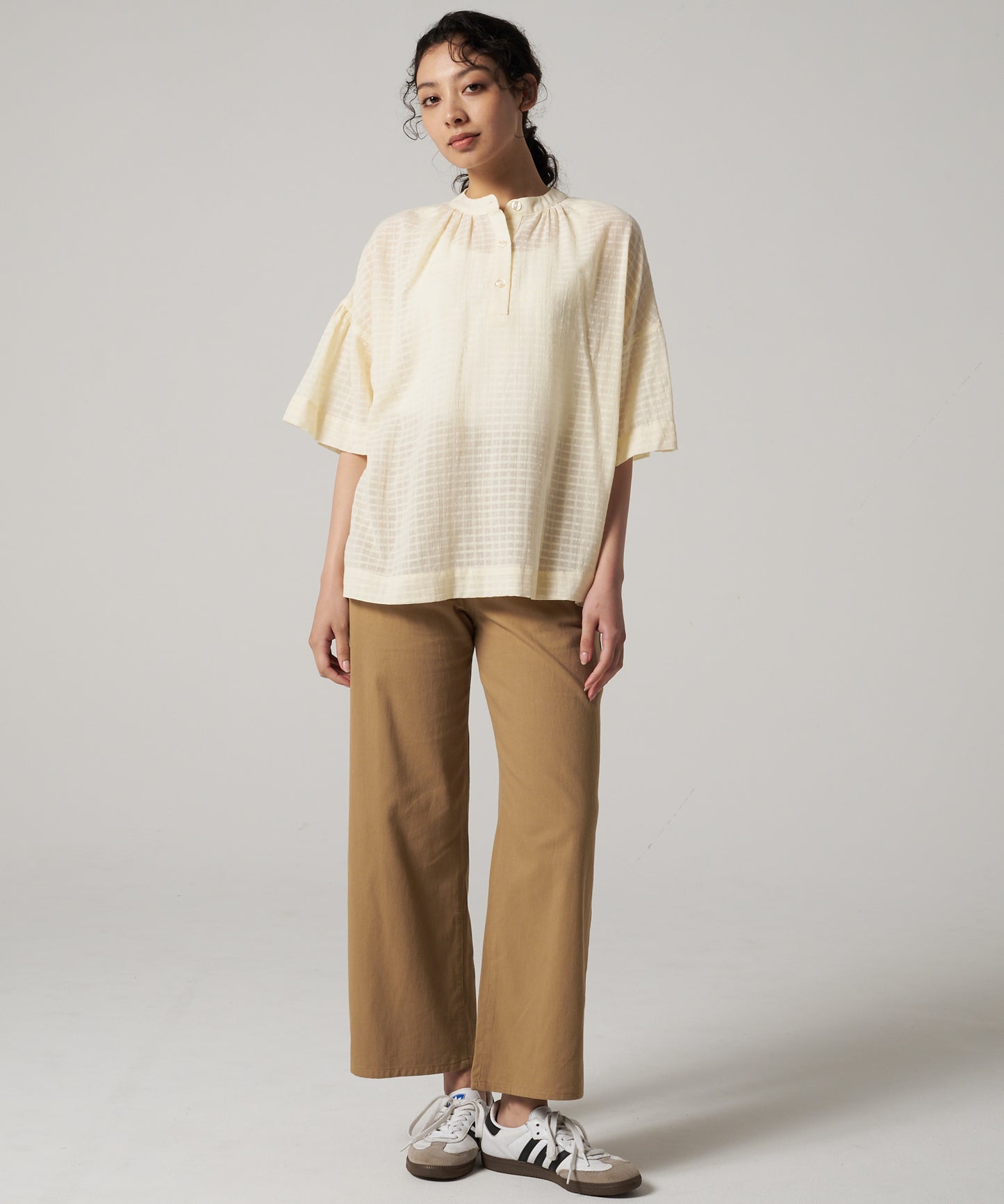 プレイド シアーブラウス/PLAID SHEER BLOUSE