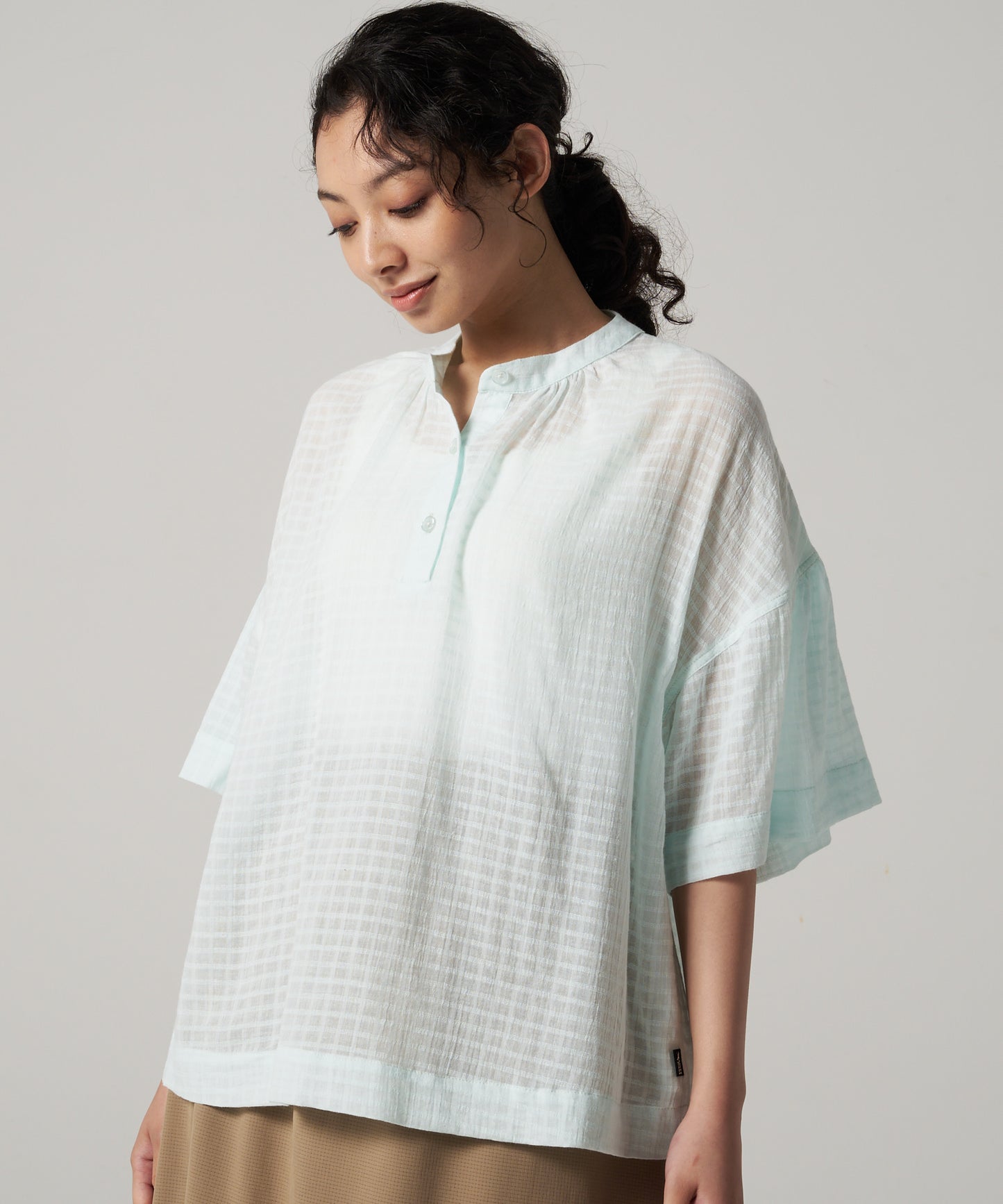 プレイド シアーブラウス/PLAID SHEER BLOUSE