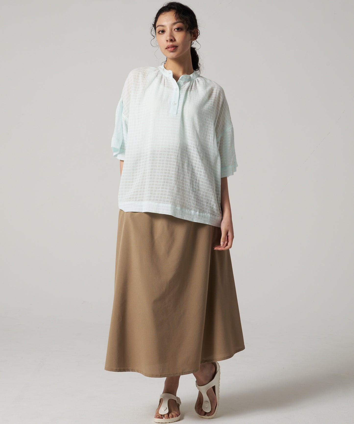 プレイド シアーブラウス/PLAID SHEER BLOUSE