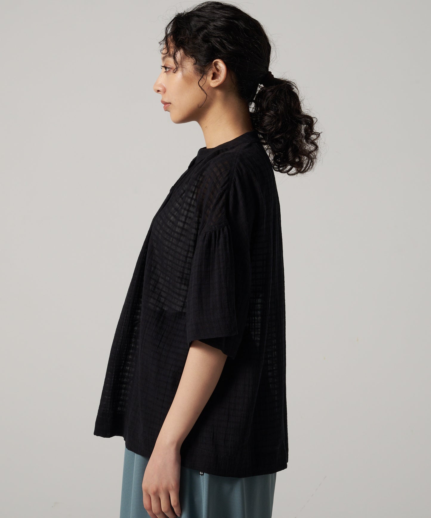 プレイド シアーブラウス/PLAID SHEER BLOUSE
