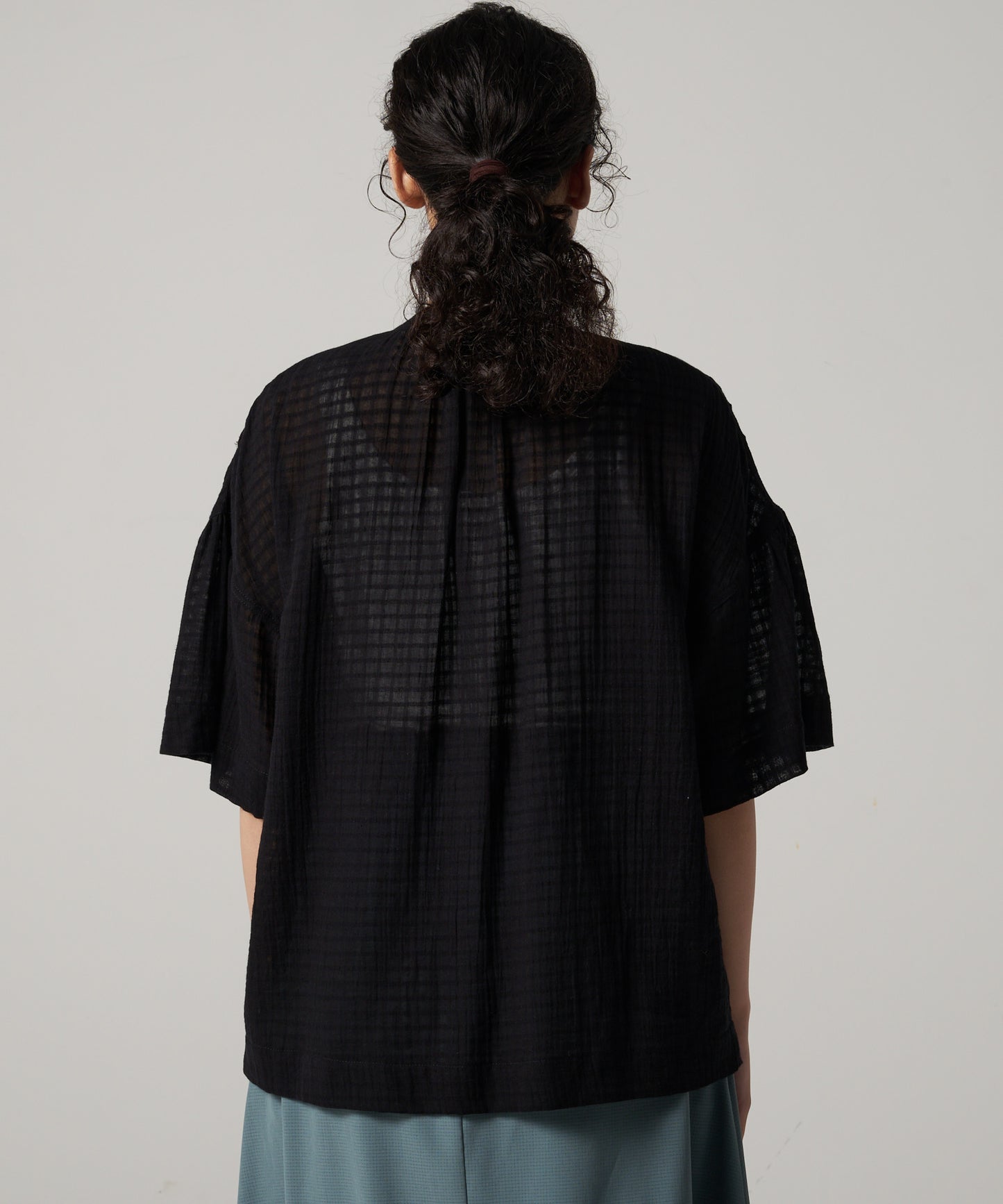 プレイド シアーブラウス/PLAID SHEER BLOUSE