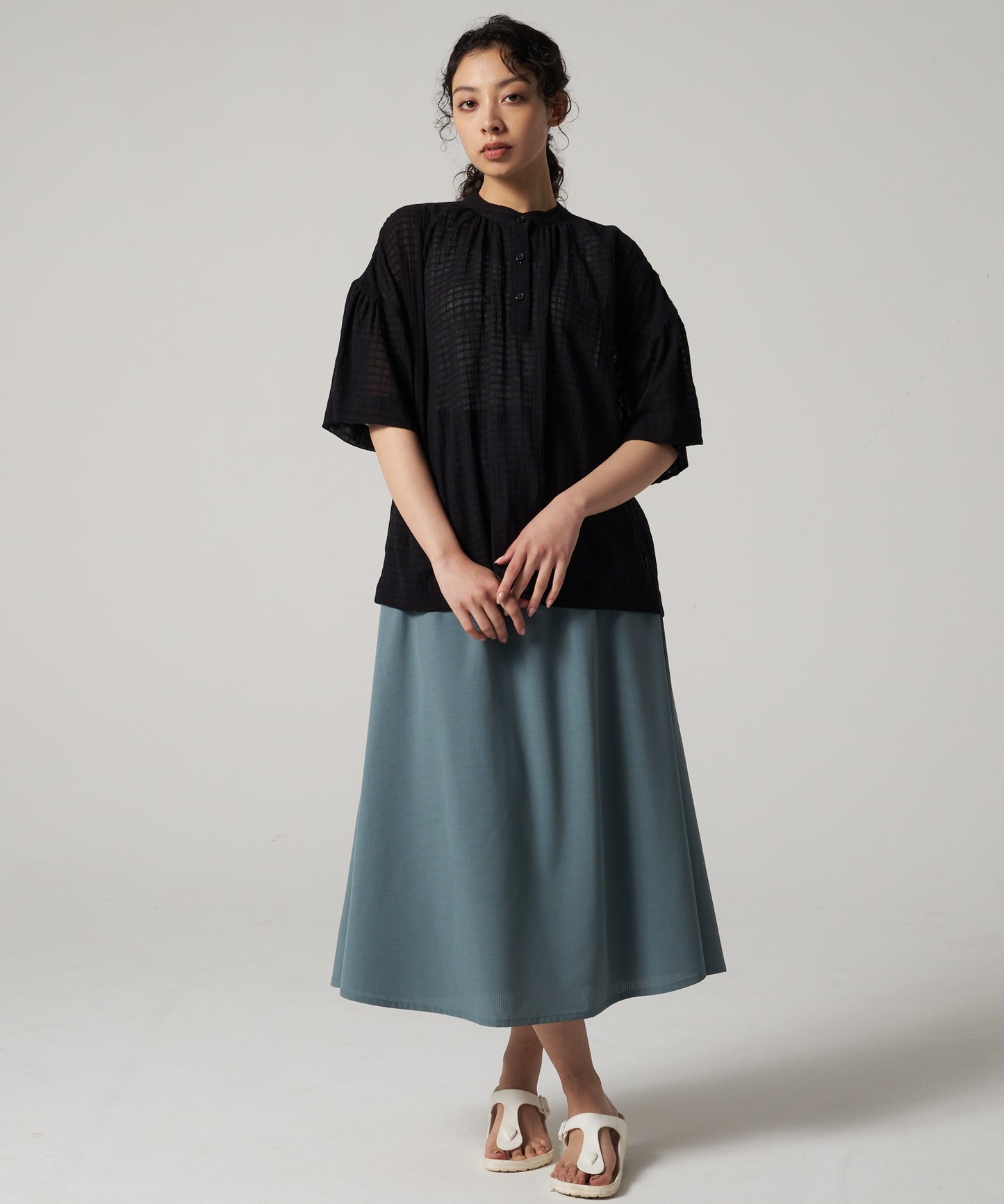 プレイド シアーブラウス/PLAID SHEER BLOUSE