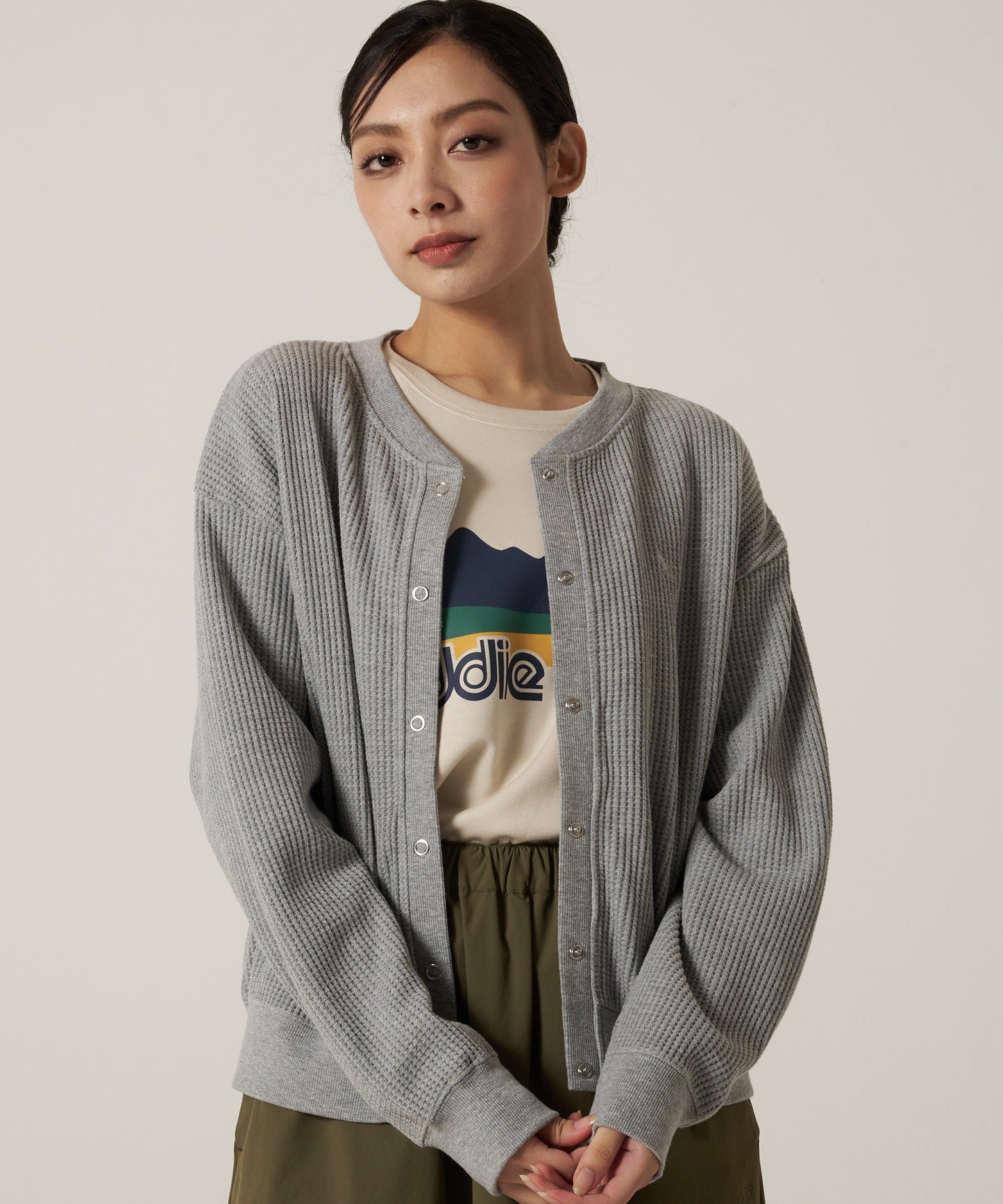 【予約】リラックスワッフル 長袖カーディガン/LS RELAXED WAFFLE CARDIGAN