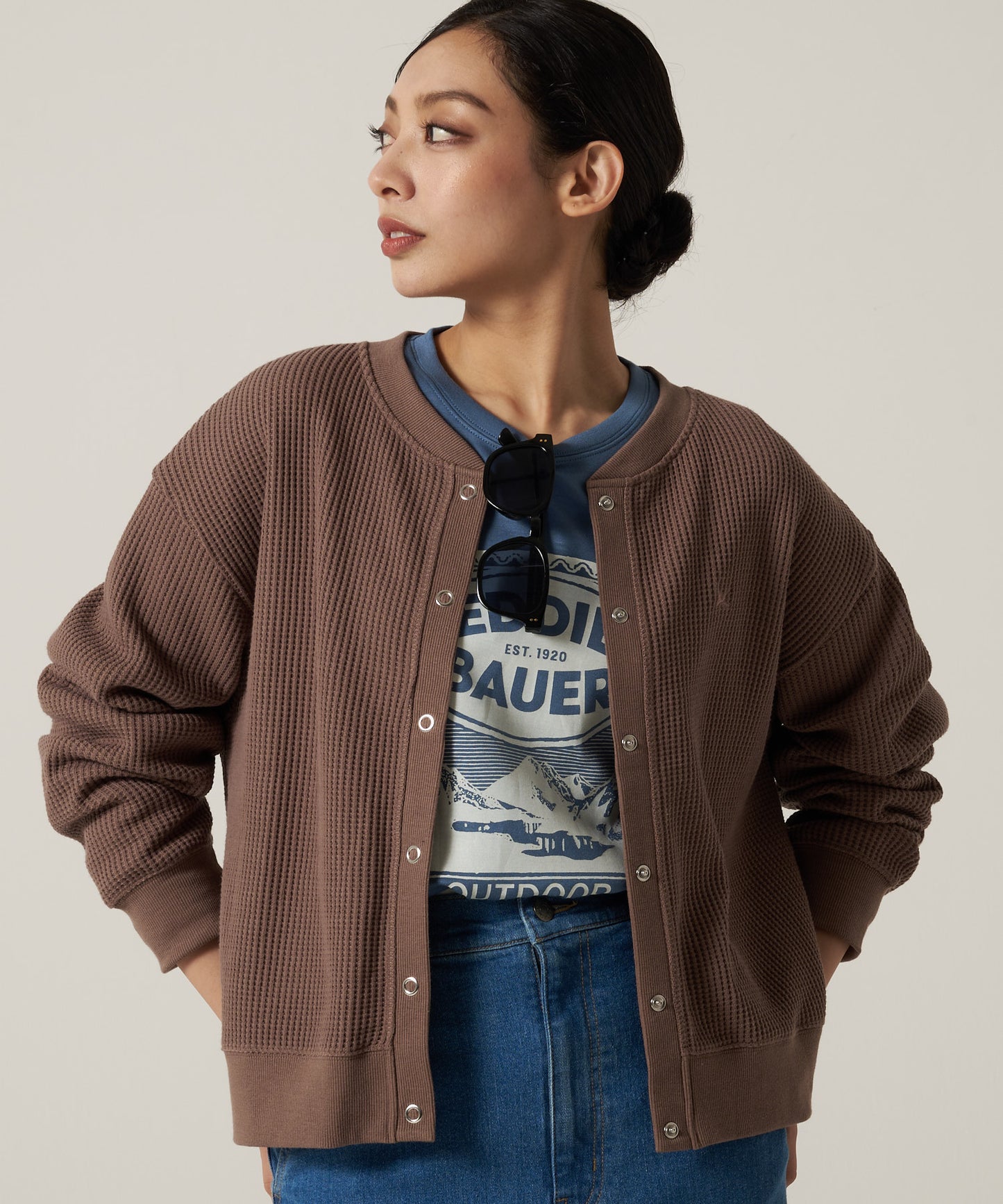 【予約】リラックスワッフル 長袖カーディガン/LS RELAXED WAFFLE CARDIGAN