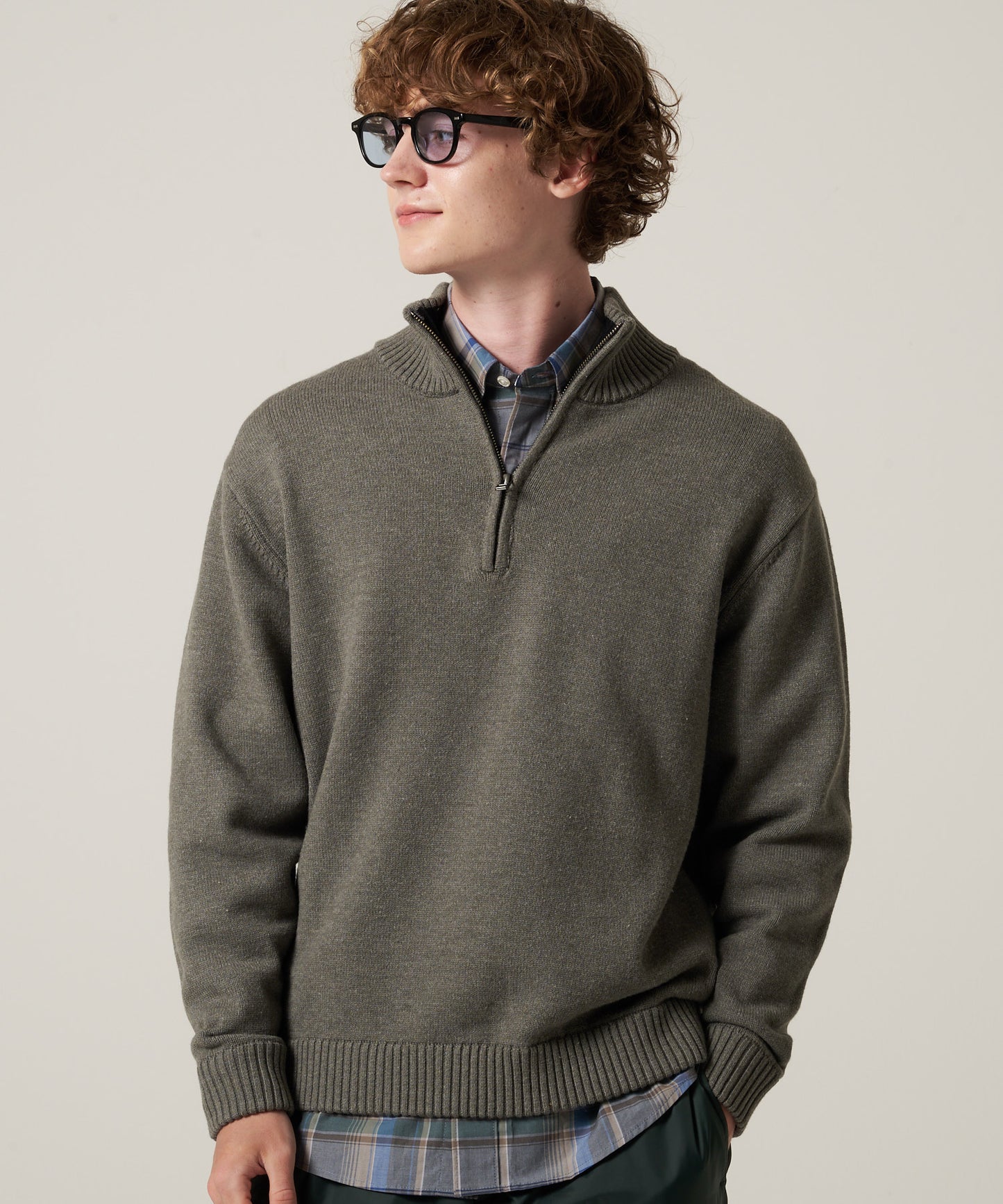 クォータージップ モックセーター/QUARTER ZIP MOCK SWEATER