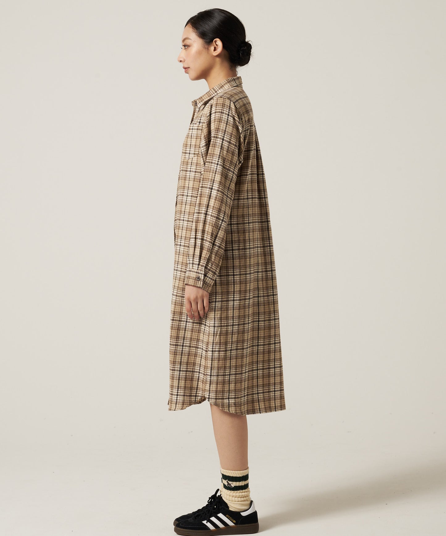 プレイド ツイル 長袖シャツワンピース/LS PLAID TWILL SHIRT DRESS