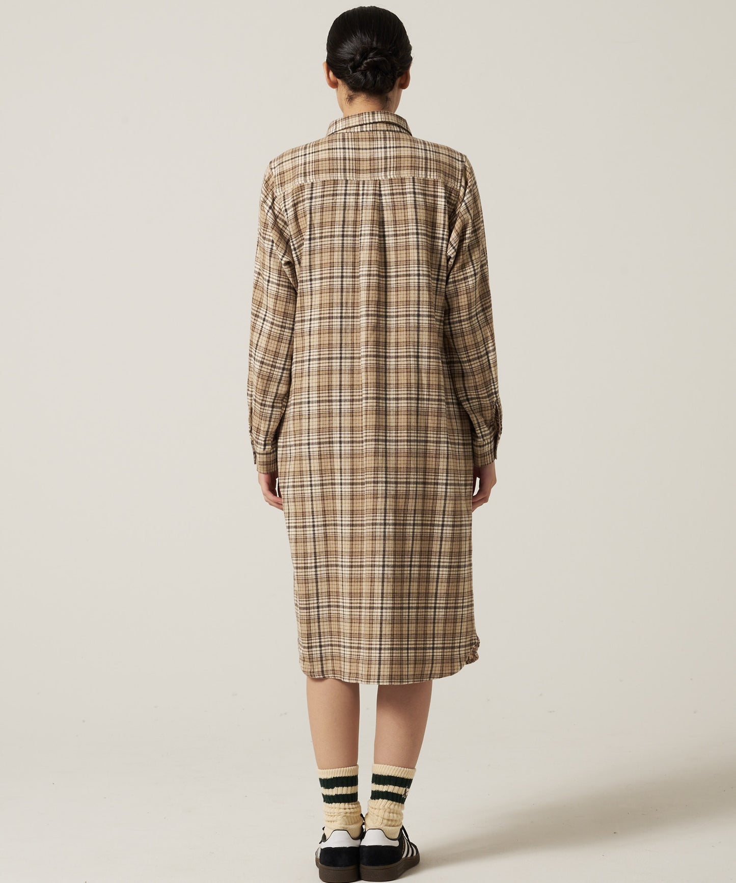 プレイド ツイル 長袖シャツワンピース/LS PLAID TWILL SHIRT DRESS