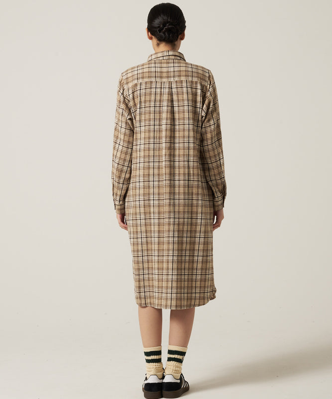 プレイド ツイル 長袖シャツワンピース/LS PLAID TWILL SHIRT DRESS