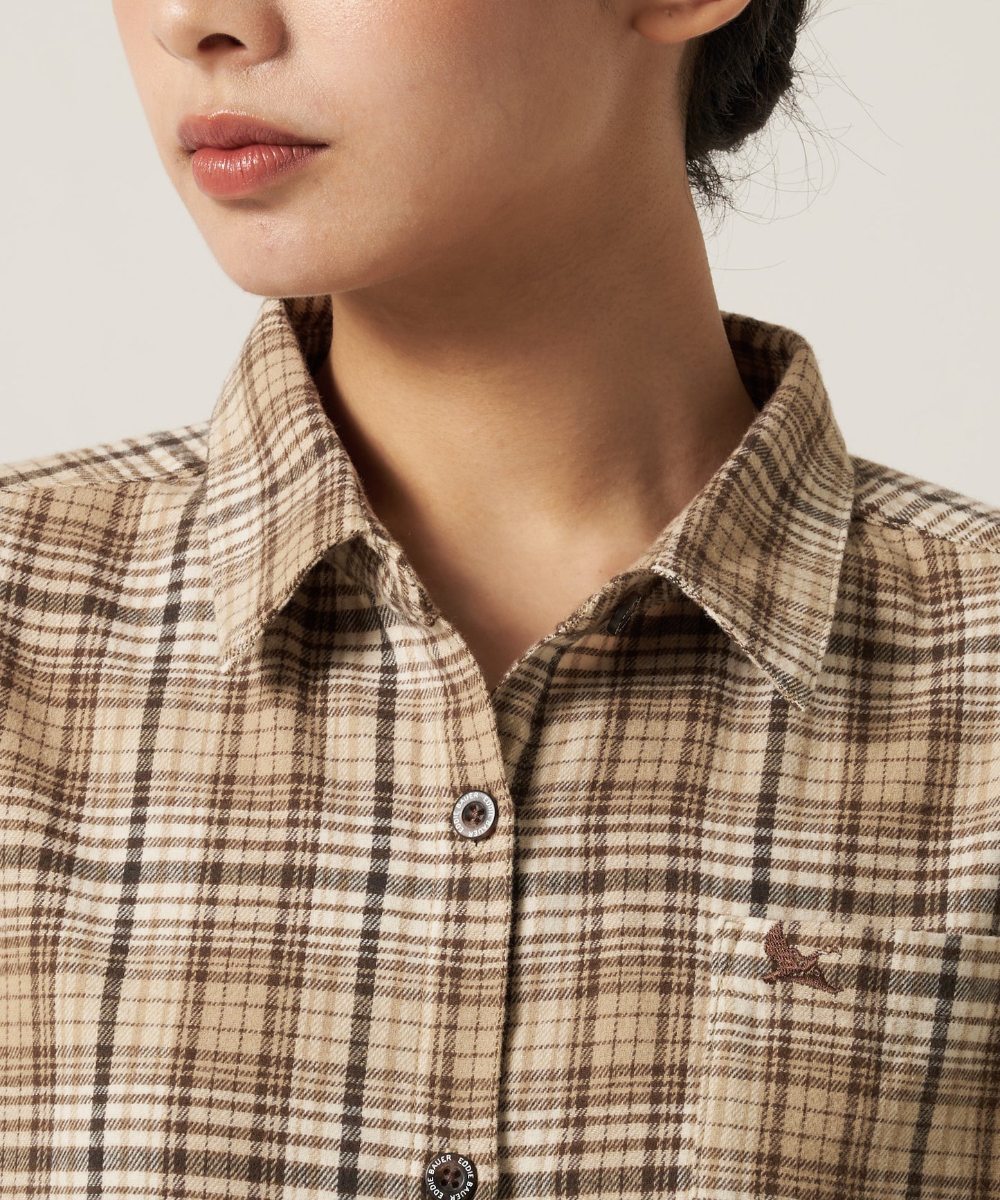 プレイド ツイル 長袖シャツワンピース/LS PLAID TWILL SHIRT DRESS