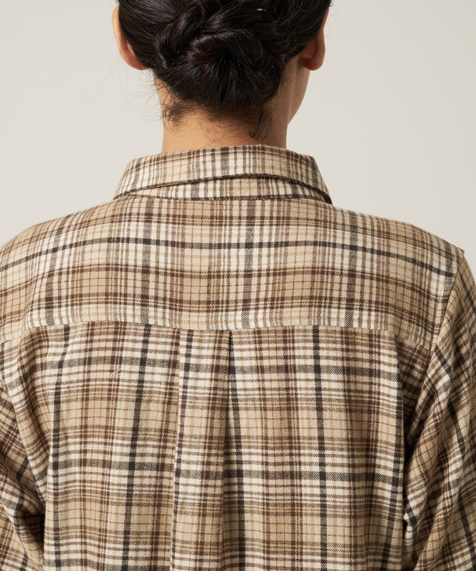プレイド ツイル 長袖シャツワンピース/LS PLAID TWILL SHIRT DRESS