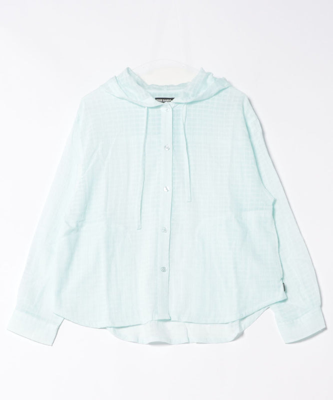 プレイド シアーフーディシャツ/PLAID SHEER HOODED SHIRT