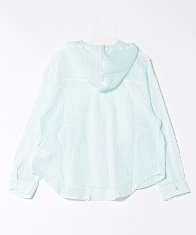 プレイド シアーフーディシャツ/PLAID SHEER HOODED SHIRT