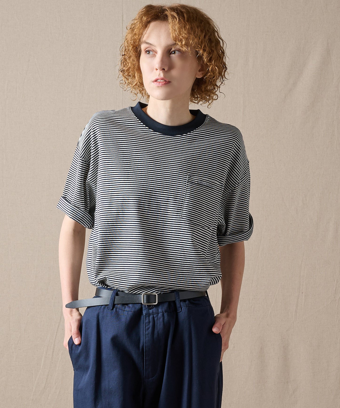 ナロー ボーダー 半袖ポケットTシャツ/NARROW BORDER SS PKT TEE