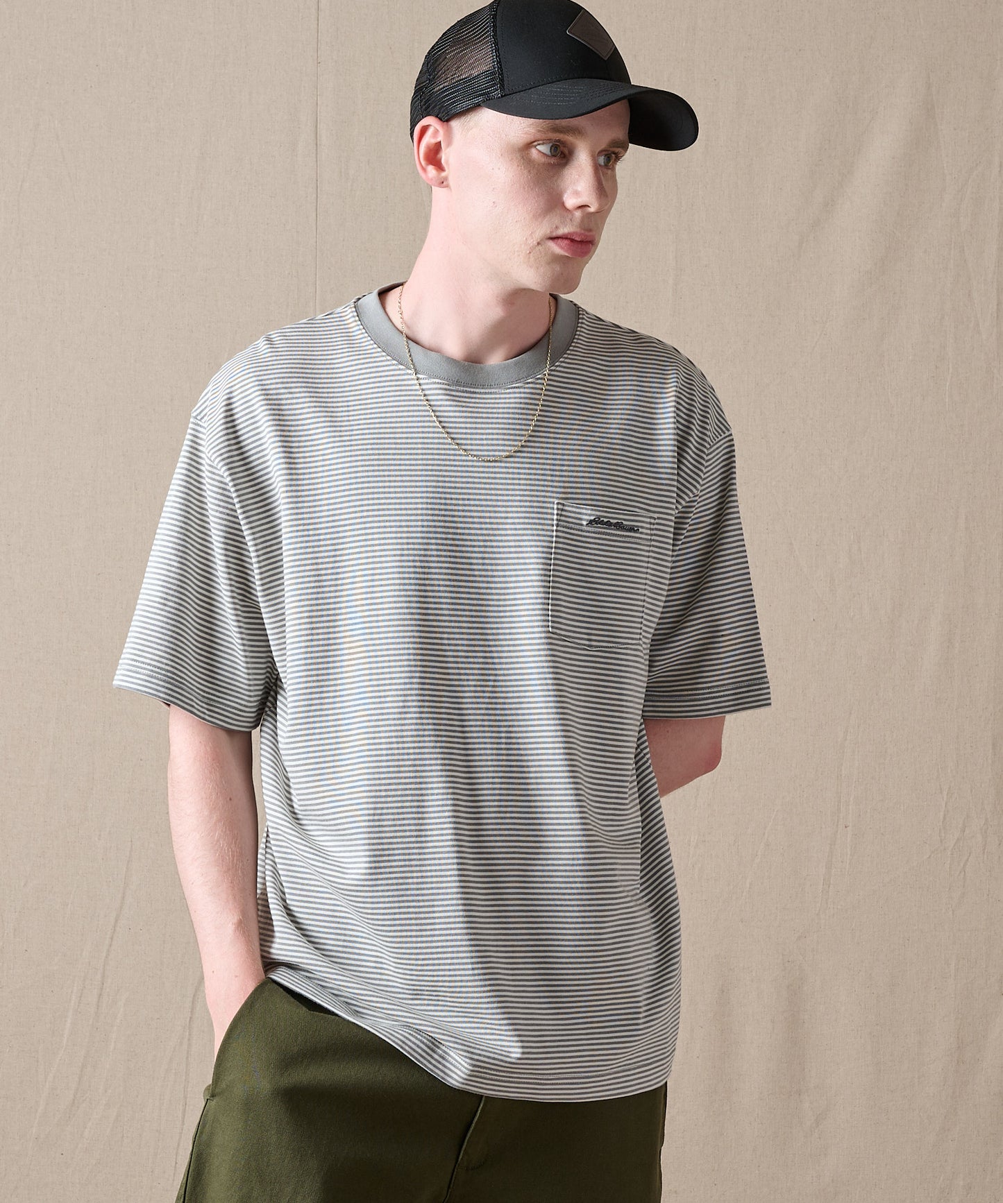 ナロー ボーダー 半袖ポケットTシャツ/NARROW BORDER SS PKT TEE