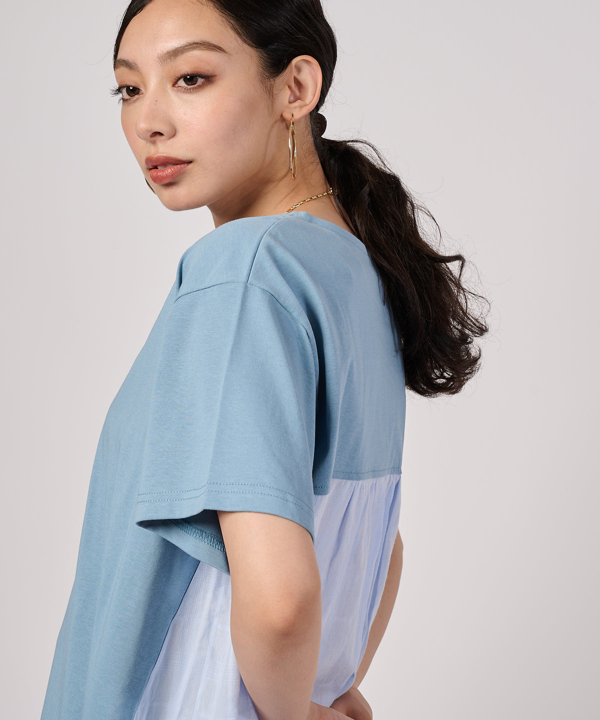 チェックドッキング 半袖トップス/CHECK DOCKING CUT TOP