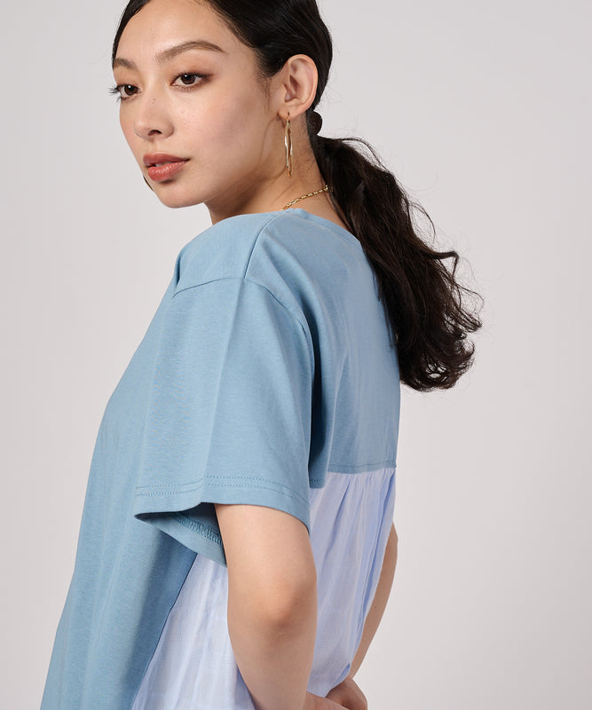 チェックドッキング 半袖トップス/CHECK DOCKING CUT TOP