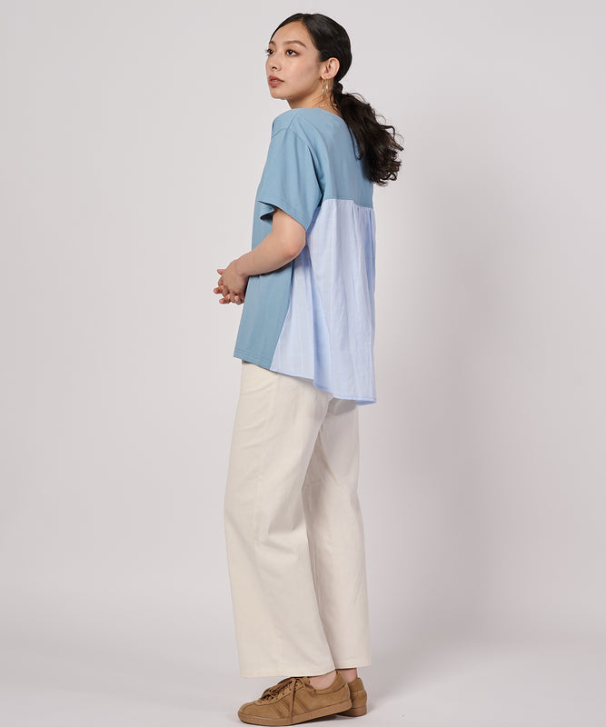 チェックドッキング 半袖トップス/CHECK DOCKING CUT TOP