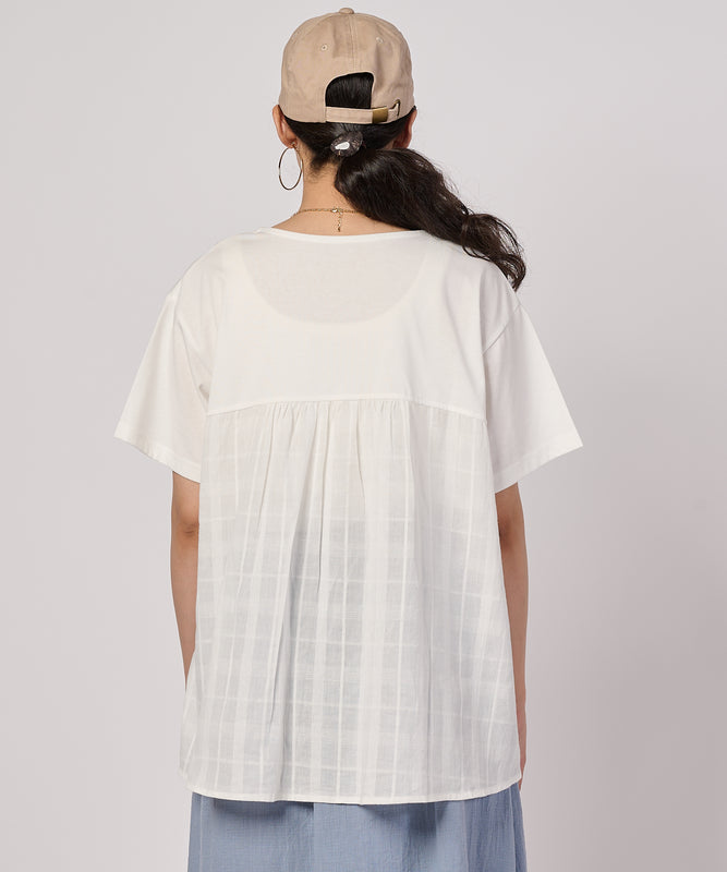 チェックドッキング 半袖トップス/CHECK DOCKING CUT TOP