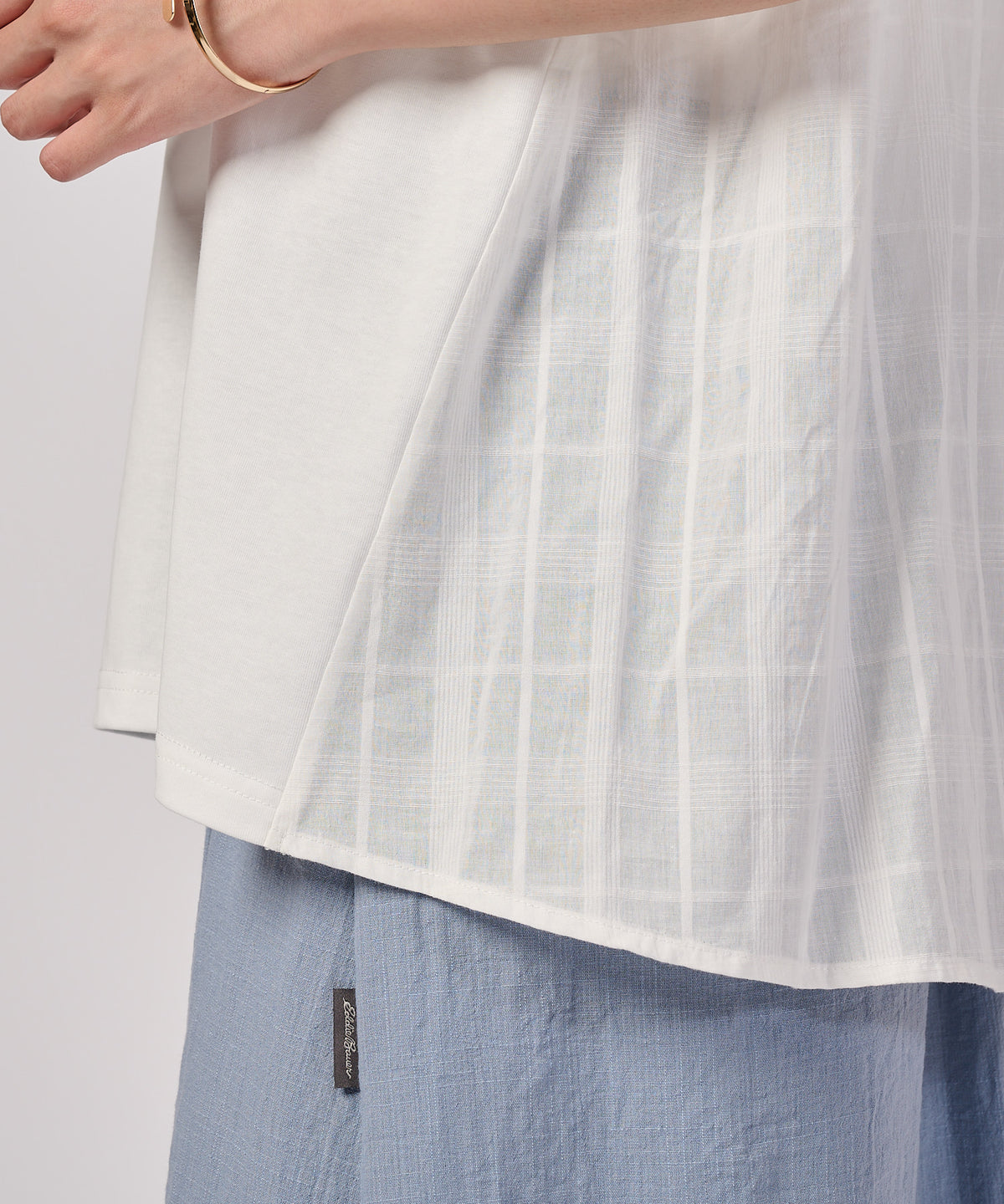 チェックドッキング 半袖トップス/CHECK DOCKING CUT TOP