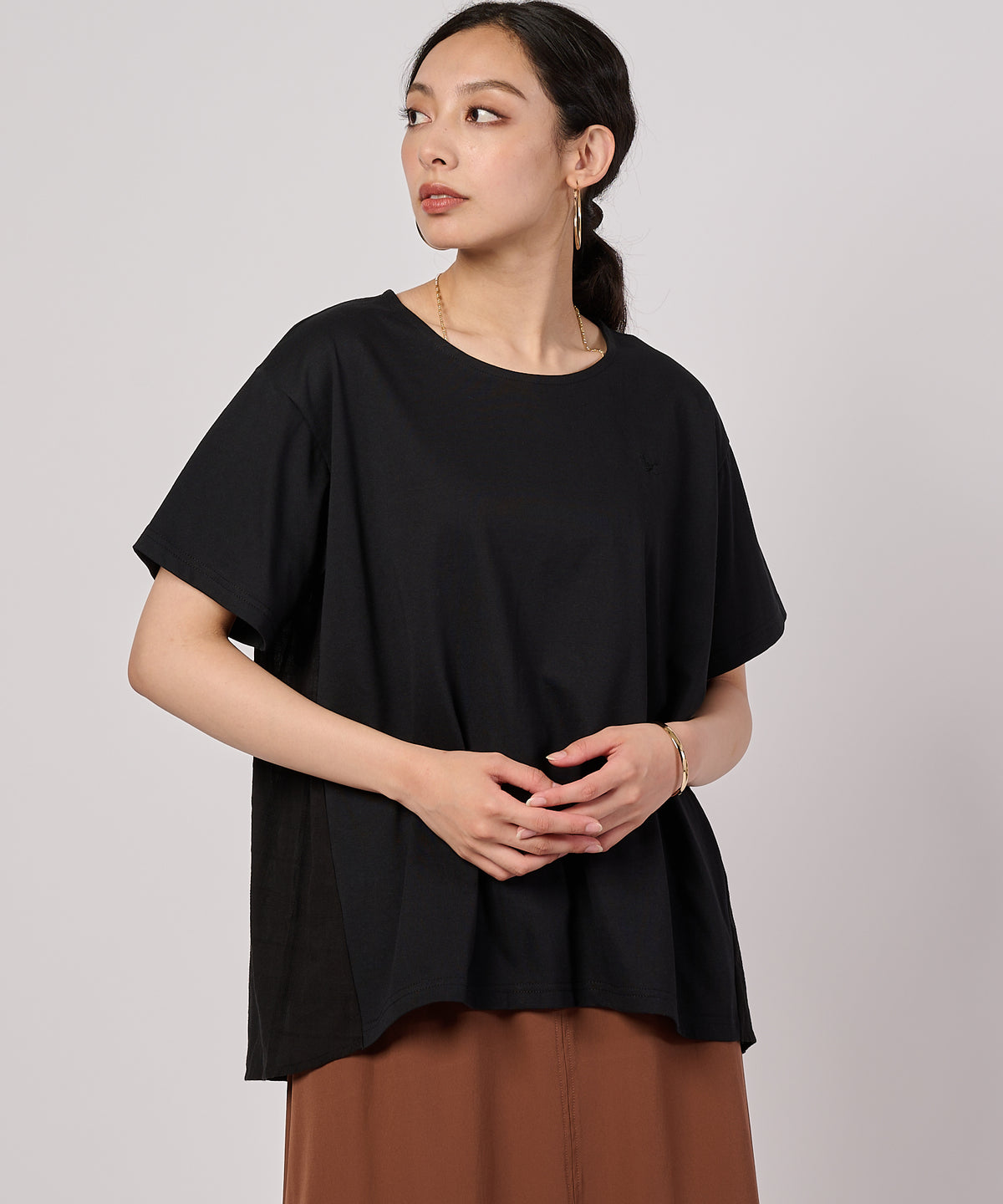 チェックドッキング 半袖トップス/CHECK DOCKING CUT TOP