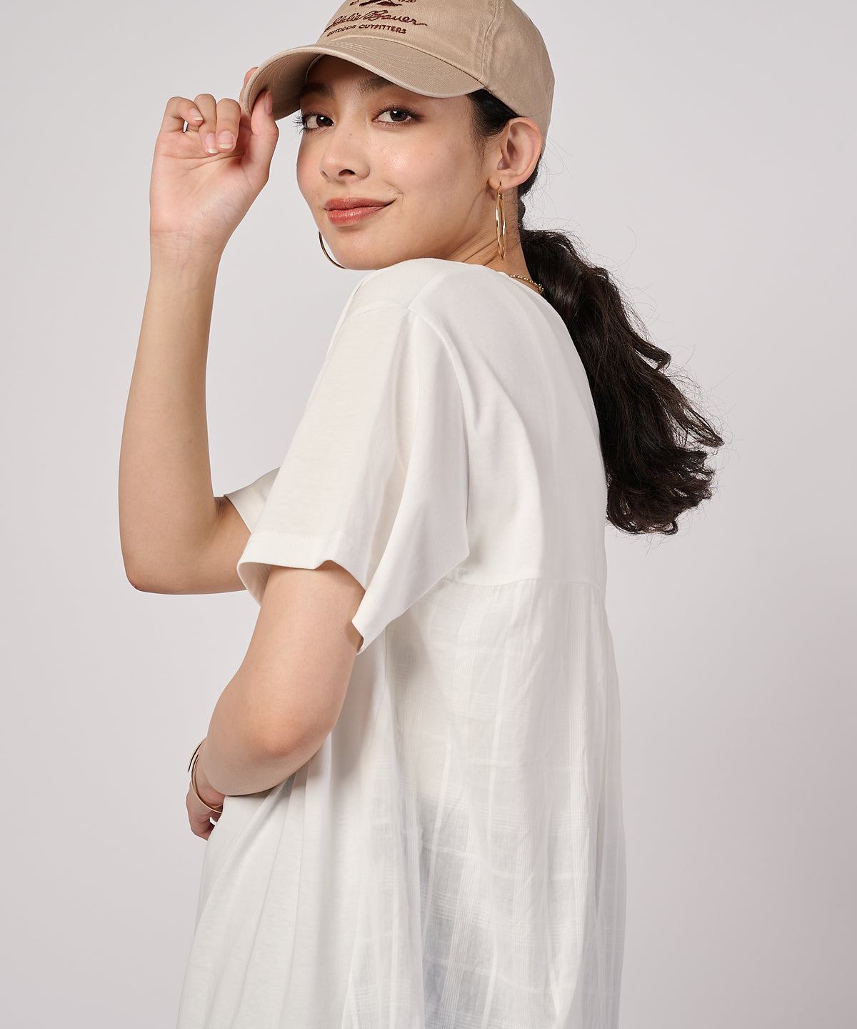チェックドッキング 半袖トップス/CHECK DOCKING CUT TOP