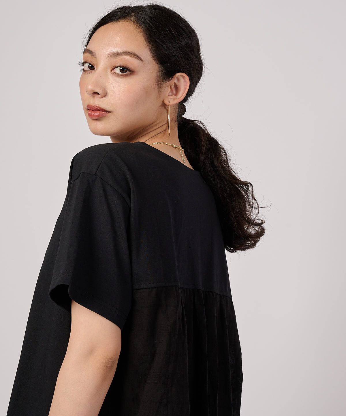 チェックドッキング 半袖トップス/CHECK DOCKING CUT TOP