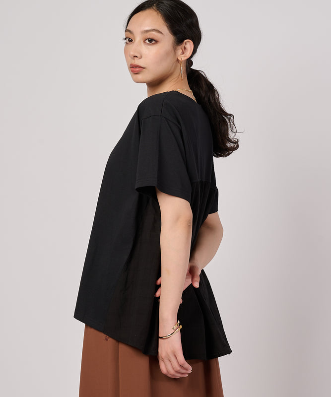 チェックドッキング 半袖トップス/CHECK DOCKING CUT TOP