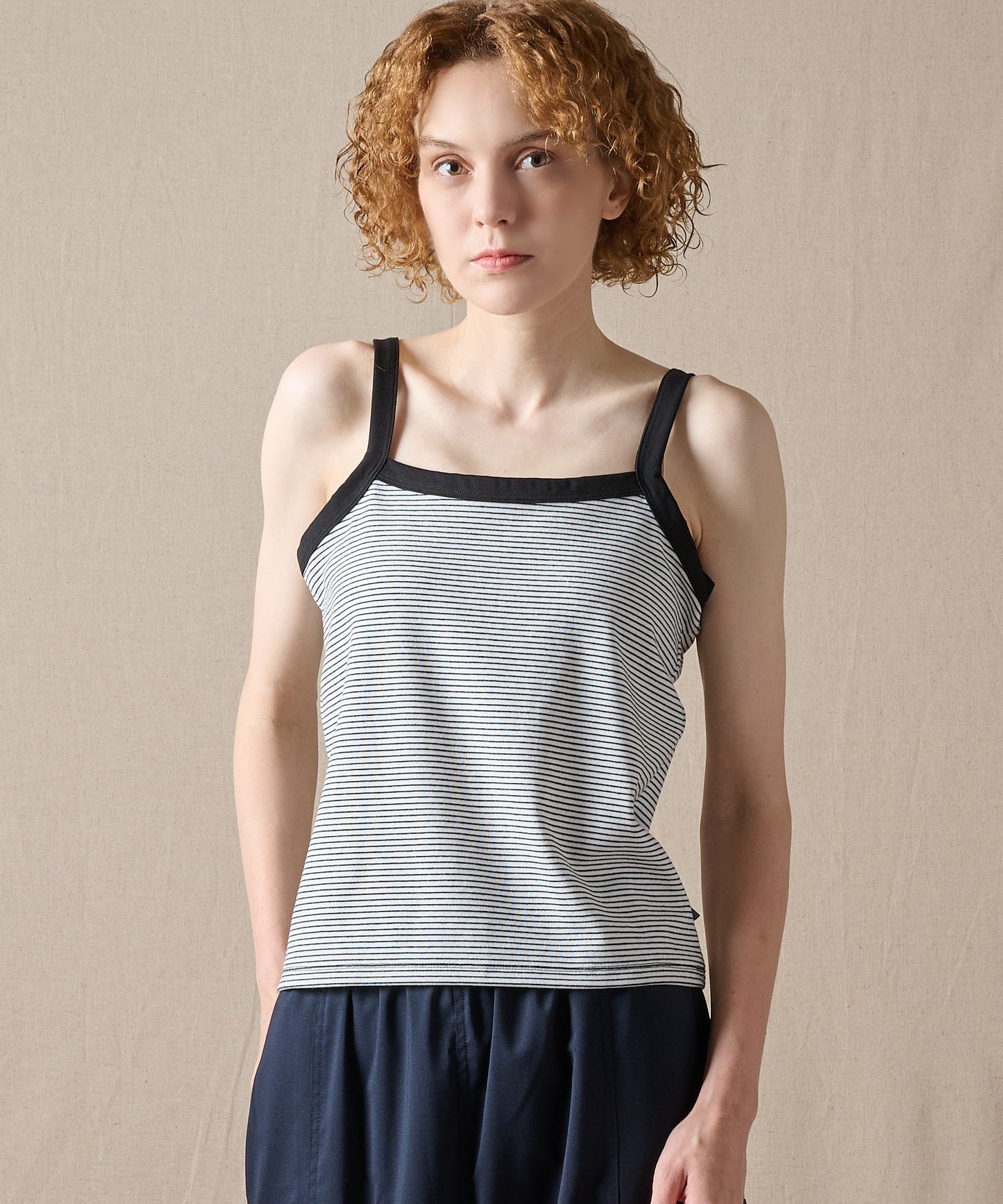 ファイン ストライプ トリムキャミソール/FINE STRIPE TRIM CAMISOLE