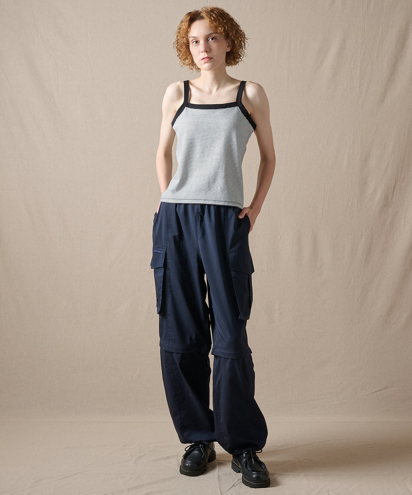 ファイン ストライプ トリムキャミソール/FINE STRIPE TRIM CAMISOLE