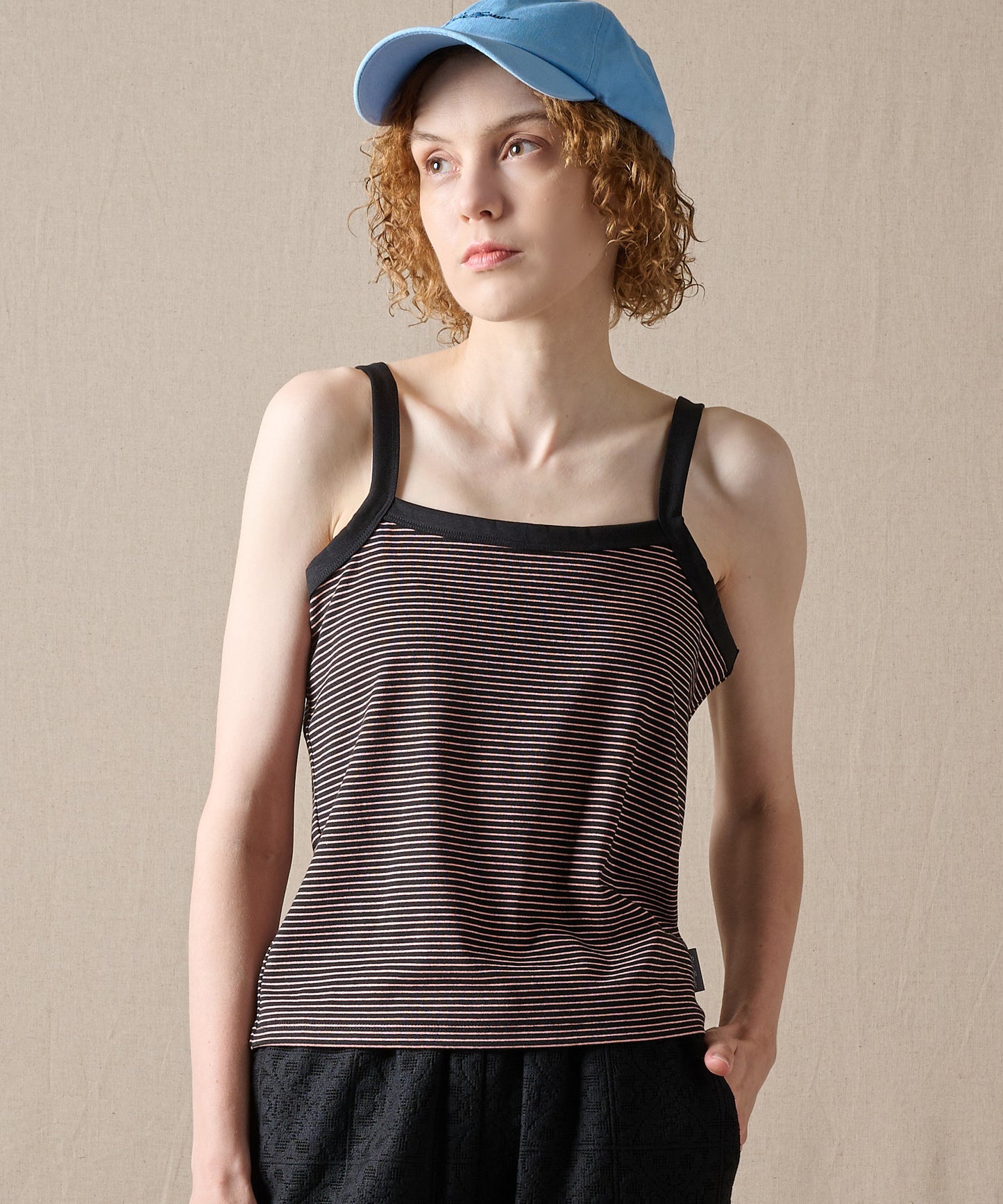 ファイン ストライプ トリムキャミソール/FINE STRIPE TRIM CAMISOLE